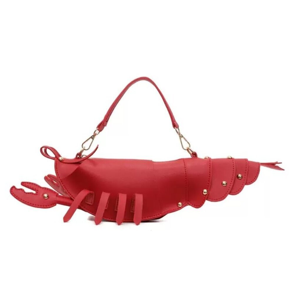 3D Lobster Crossbody Bag PU Leather Detachable Strap Spacious Compartment
